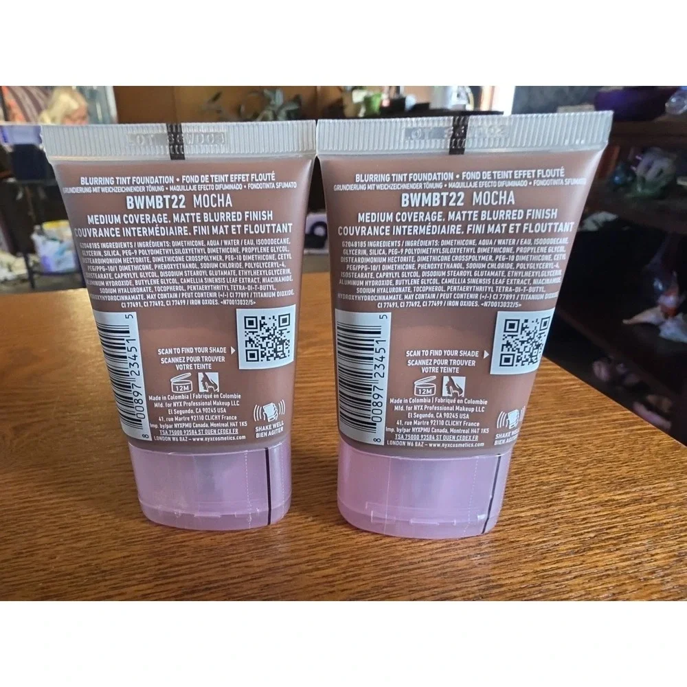 Lot Of 2 NYX PROFESSIONAL BARE With Me BLUR‎ Skin Tint Foundation 22: MOCHA